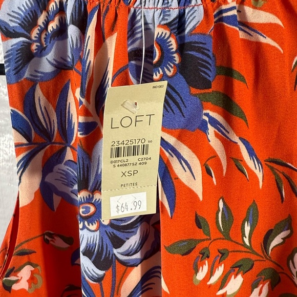 LOFT Orange Blue Halter Midi Sundress - Picture 4 of 6